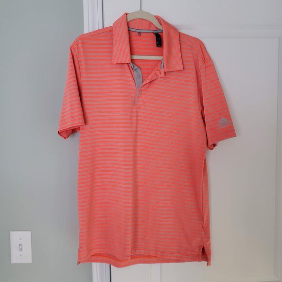 Adidas Ultimate 2.0 2-color stripe polo in Hi-Res Coral, Gray - Picture 6 of 6